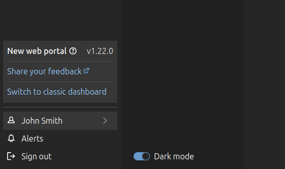 Dark mode screen